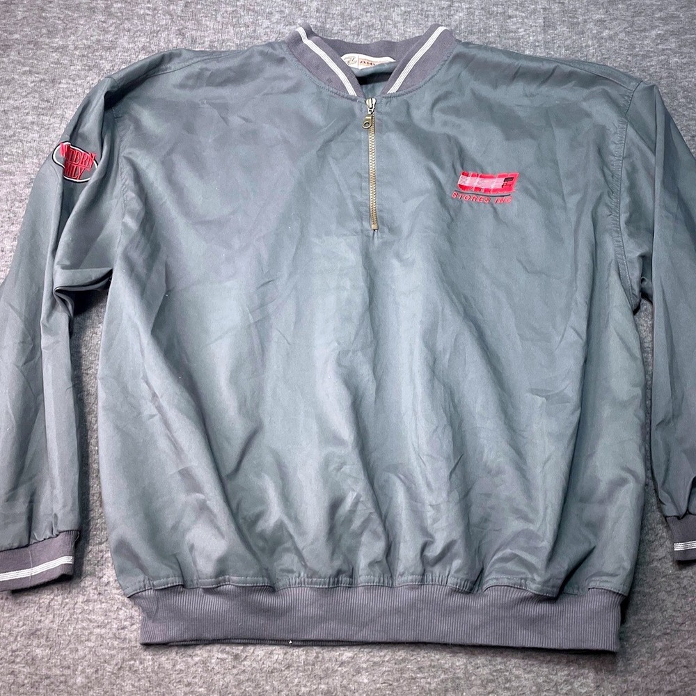 Vintage Akwa Windbreaker Mens XL Gray Lightweight Workwear Made in USA Y2K